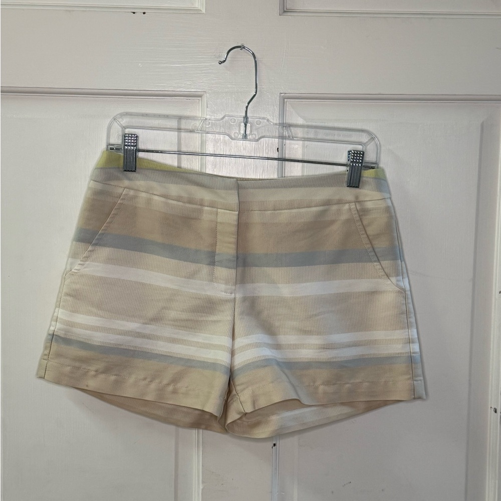 Waverly Grey High Waist Striped Shorts in Cream and Gray